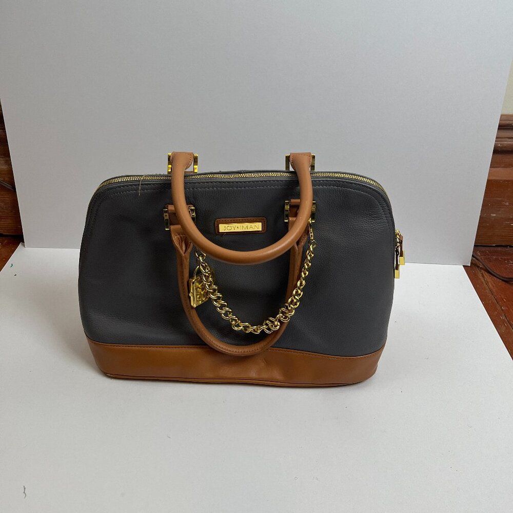 Joy & Iman Gray Pebbled Leather Handbag